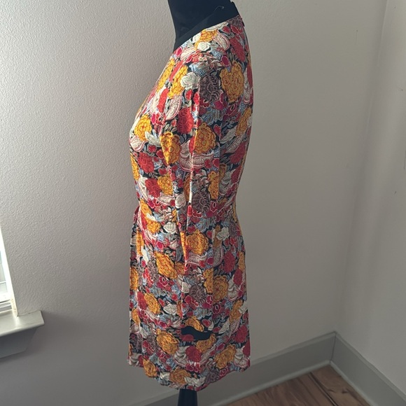 ZARA TRF viscose floral print draped faux wrap dress Sz S - Picture 5 of 11